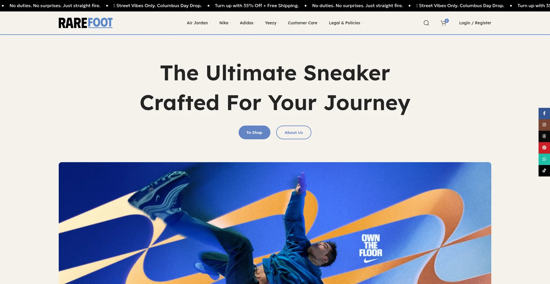 Rarefoot.com Screenshot