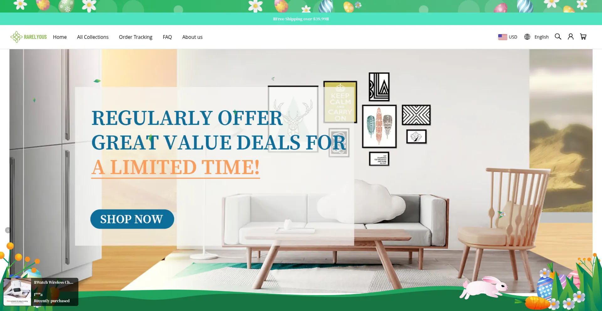 Website screenshot of Rarelyous.com