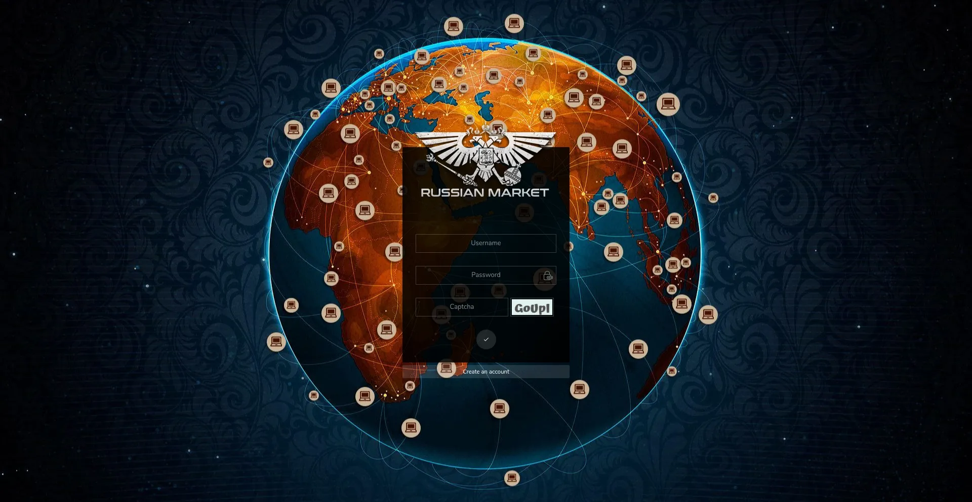 Website screenshot of Rassianmarket.to