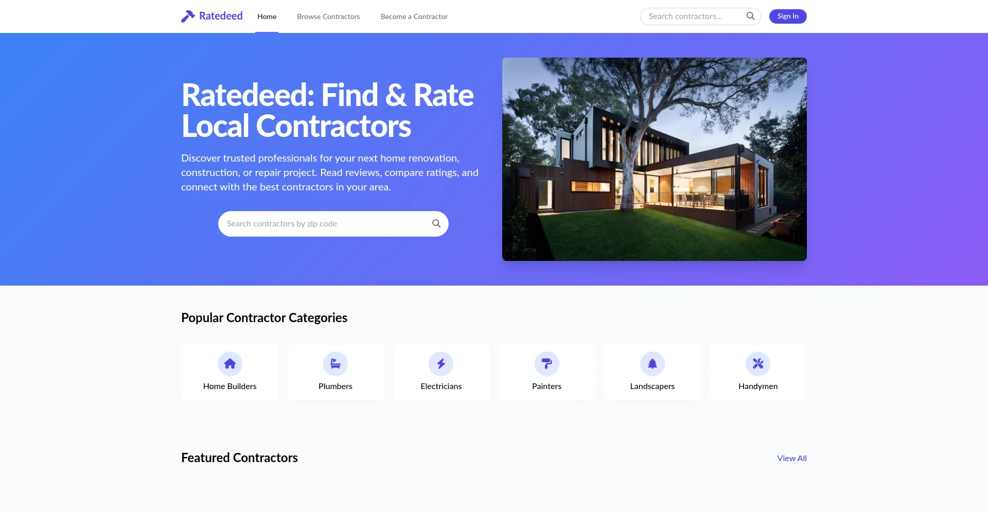 Website screenshot of Ratedeed.com