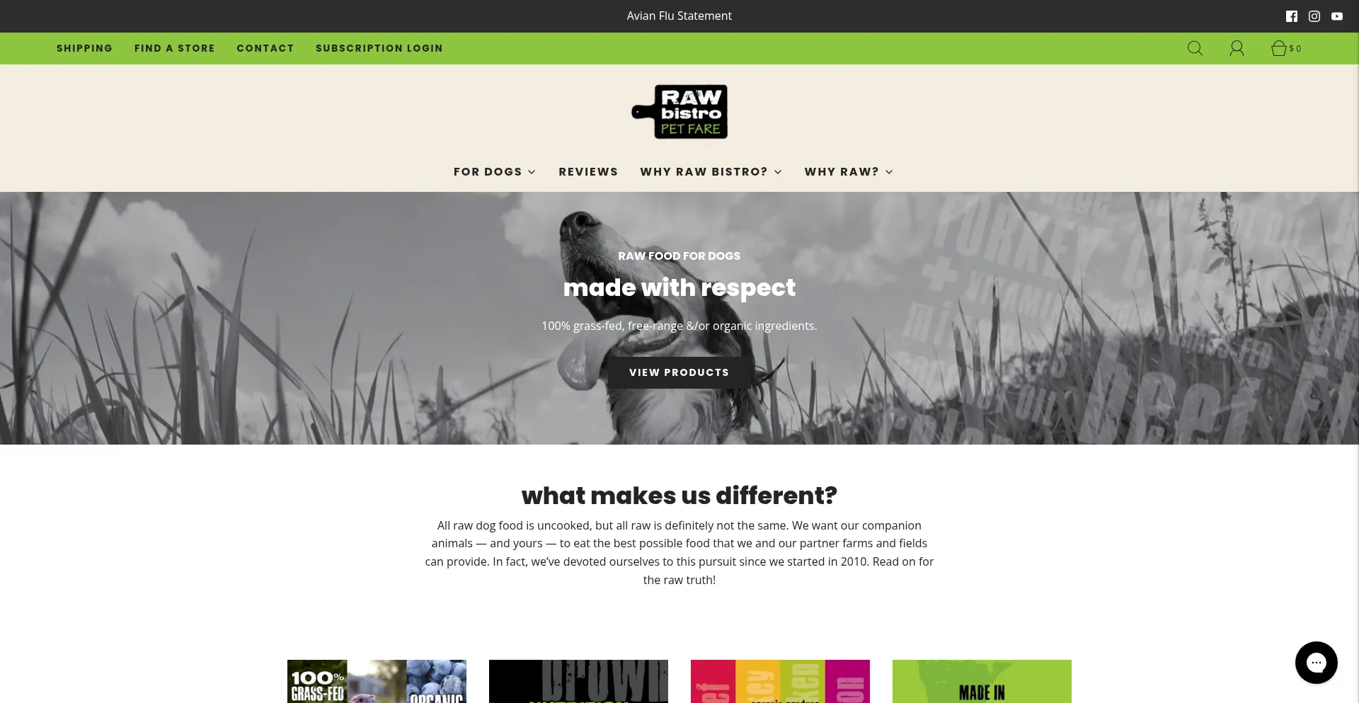 Website screenshot of Rawbistro.com