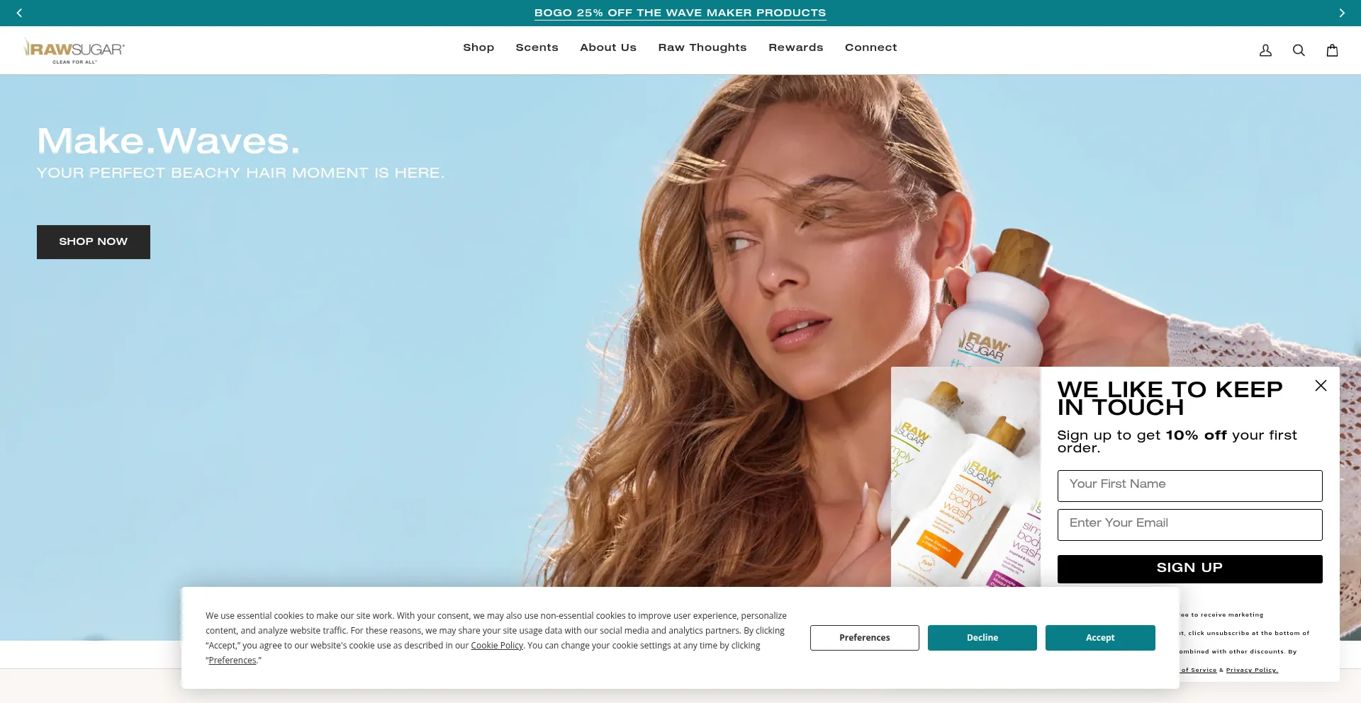 Website screenshot of Rawsugarliving.com
