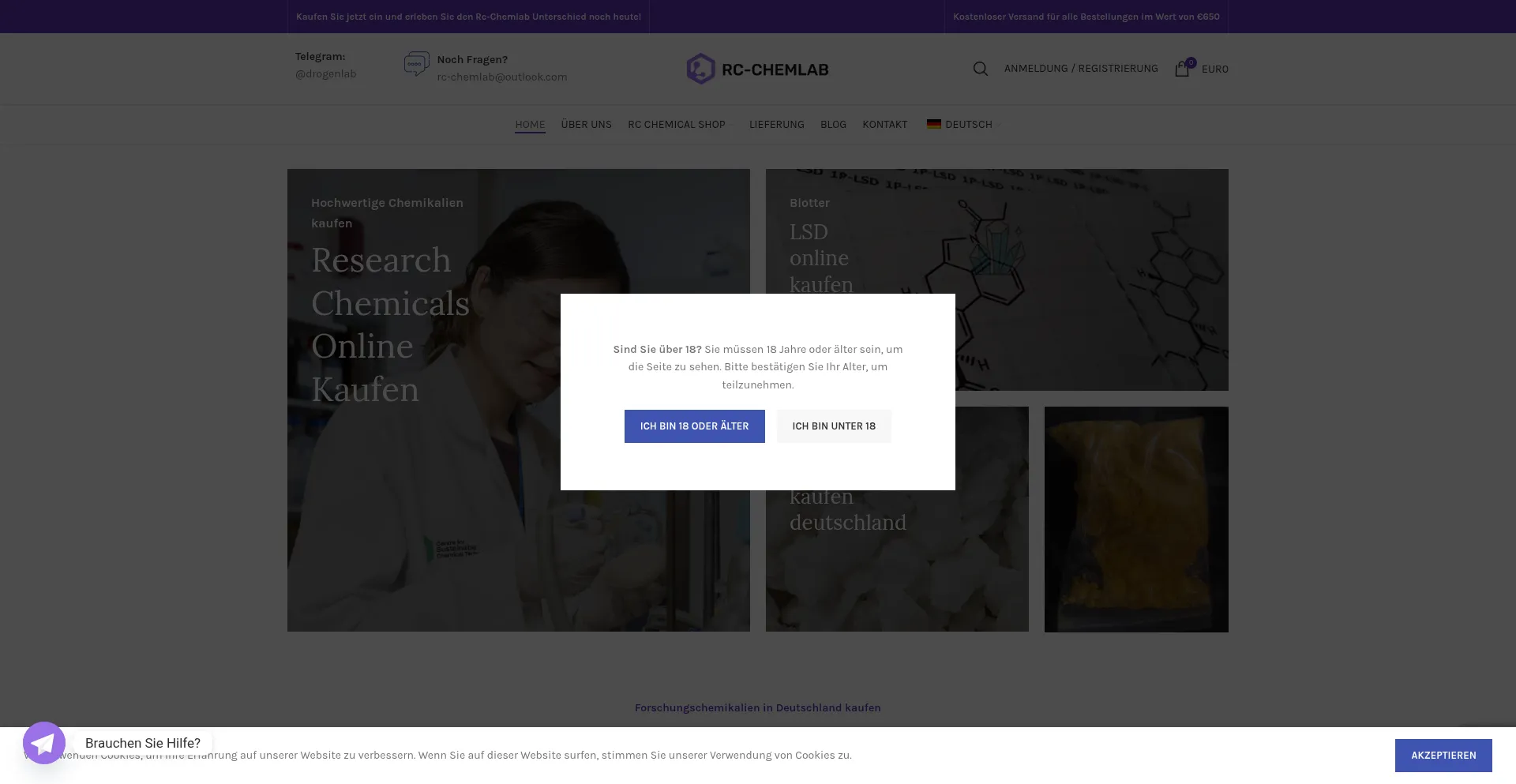 Website screenshot of Rc-chemlab.com
