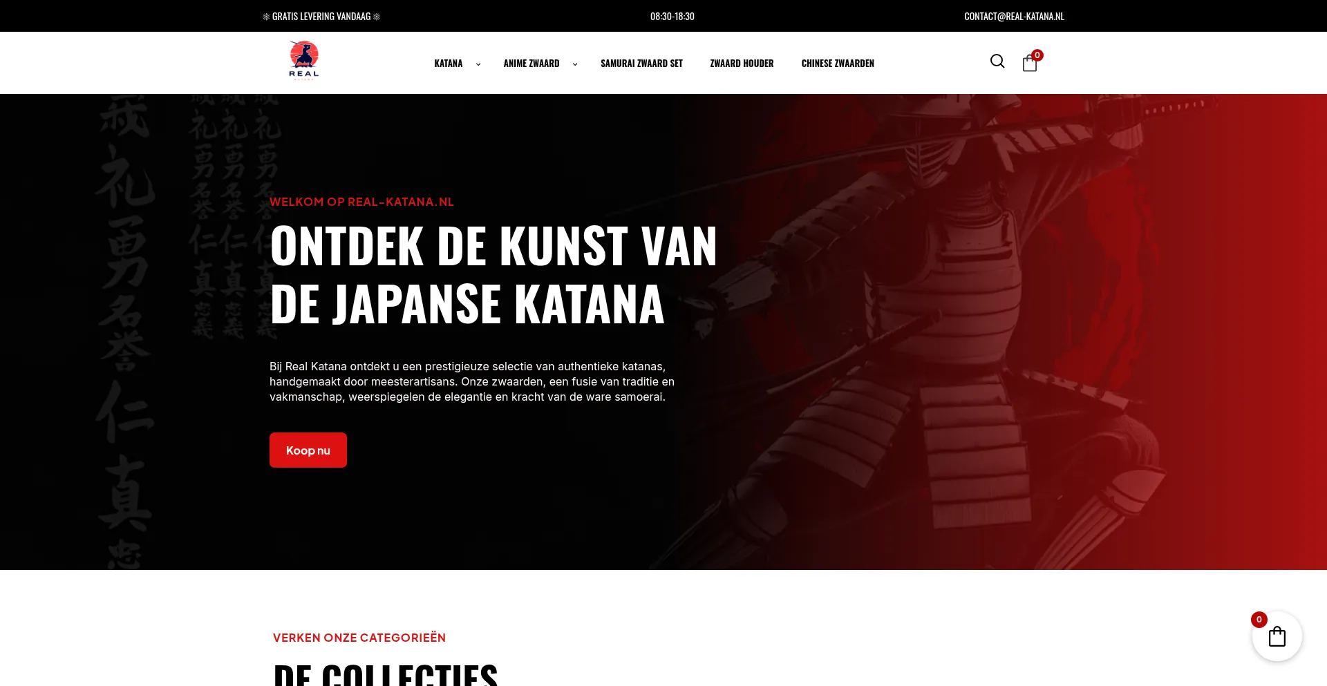 Website screenshot of Real-katana.nl