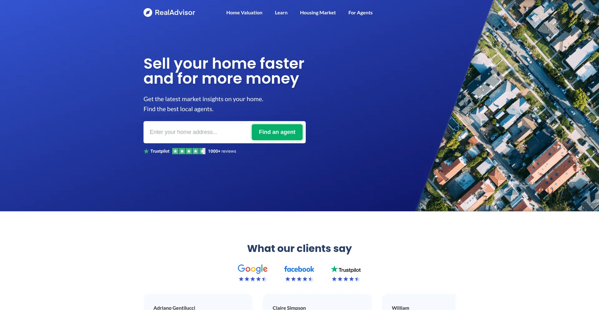 Website screenshot of Realadvisor.com