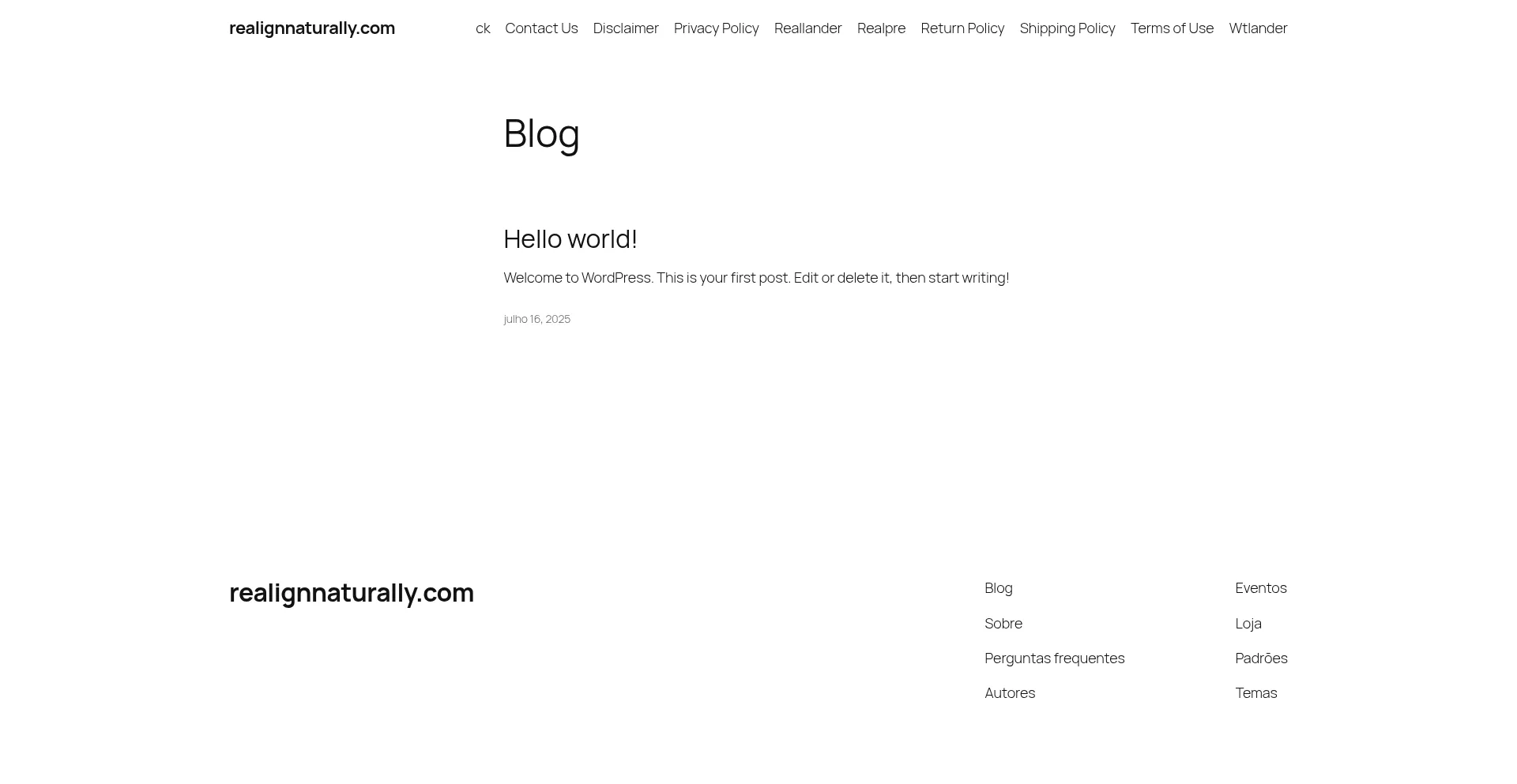 Website screenshot of Realignnaturally.com