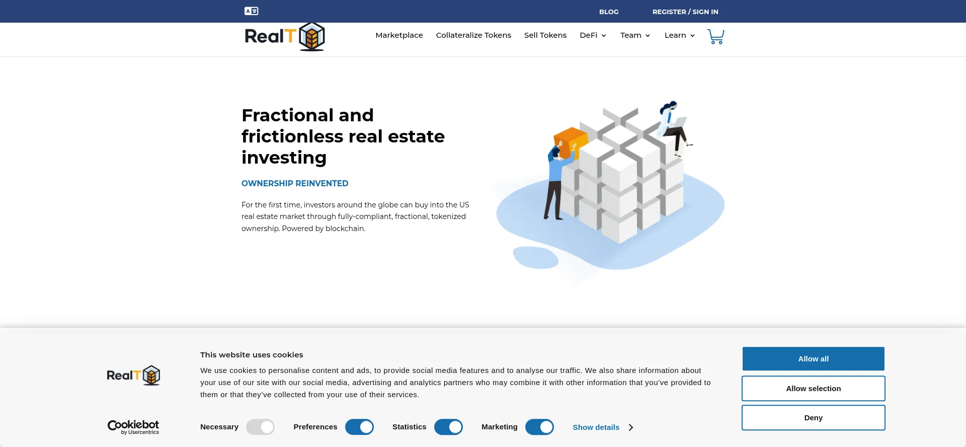 Website screenshot of Realt.co