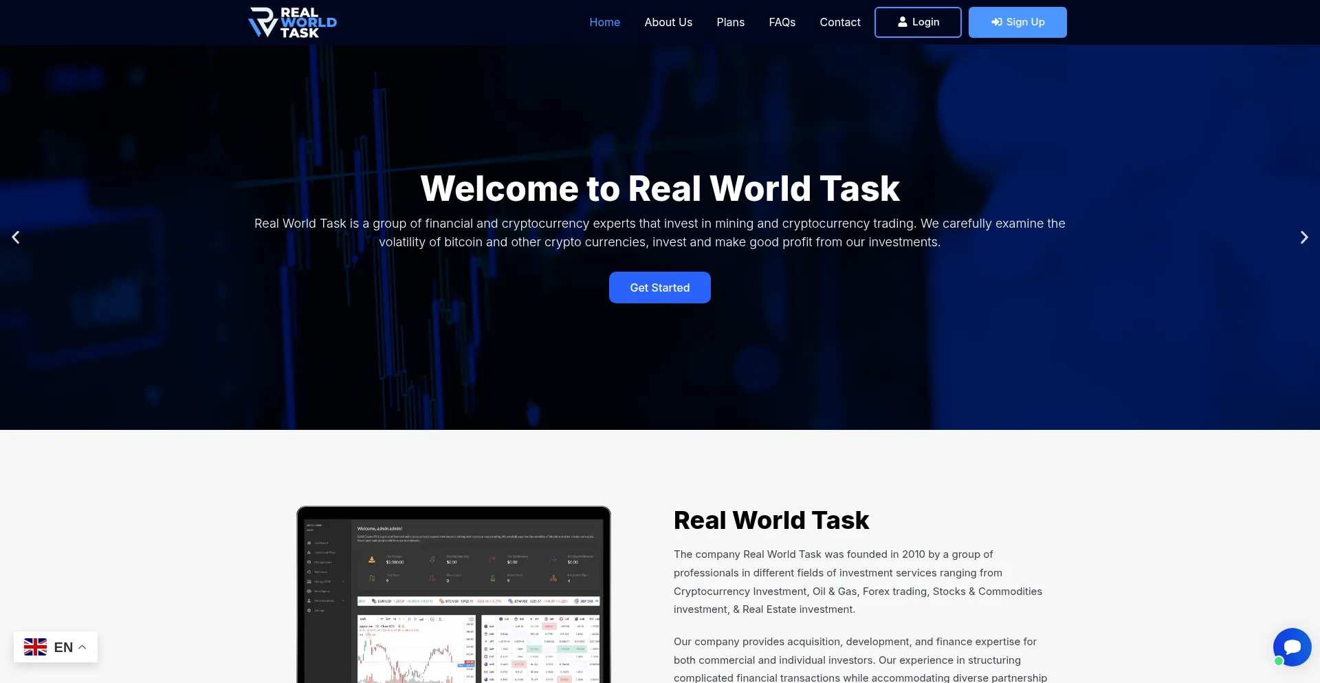 Website screenshot of Realworld-task.com