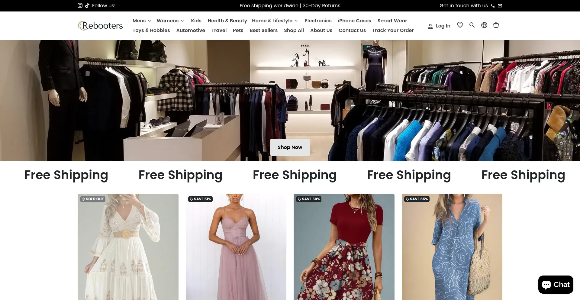 Website screenshot of Rebooters.com