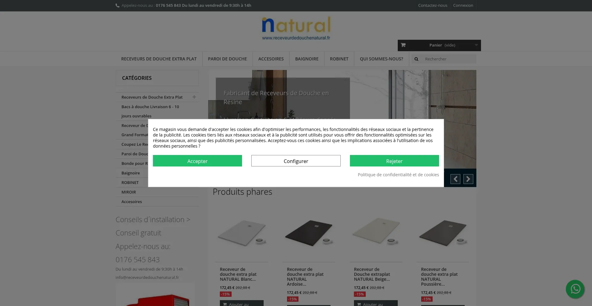 Website screenshot of Receveurdedouchenatural.fr