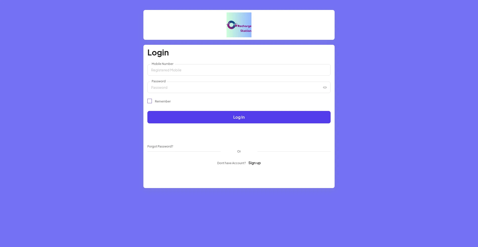 Website screenshot of Rechargestation.in