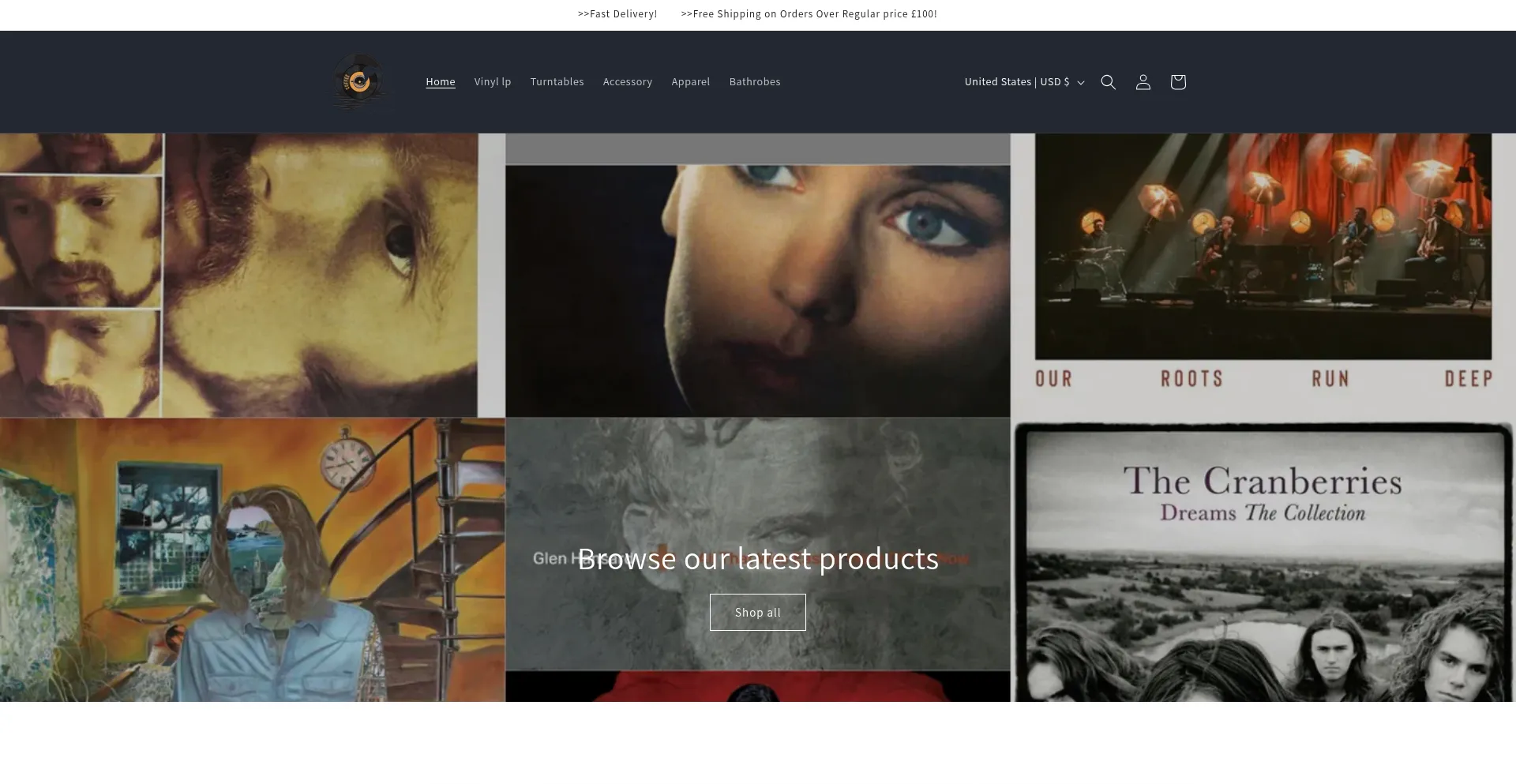 Website screenshot of Recordvinyls.com