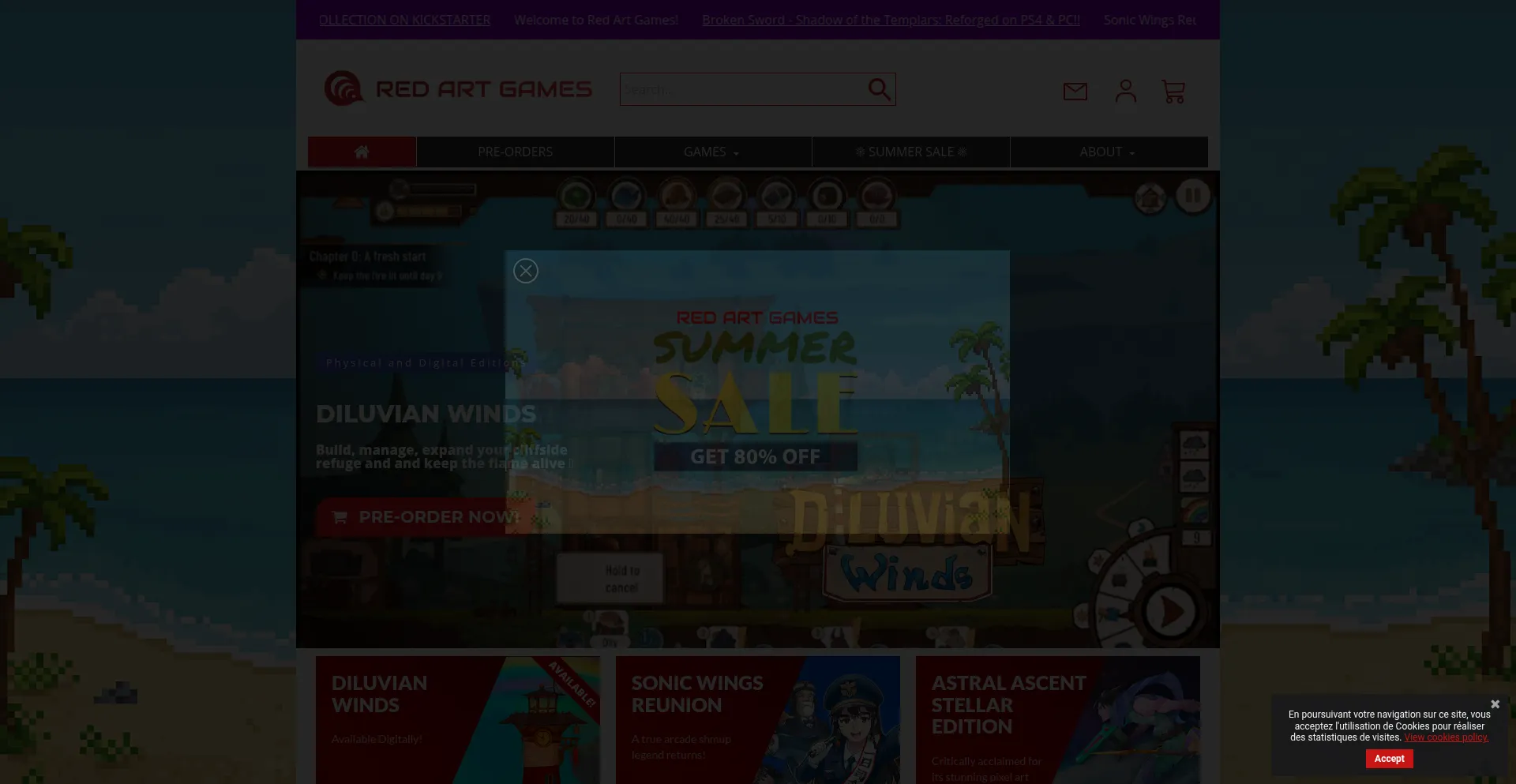 Website screenshot of Redartgames.com