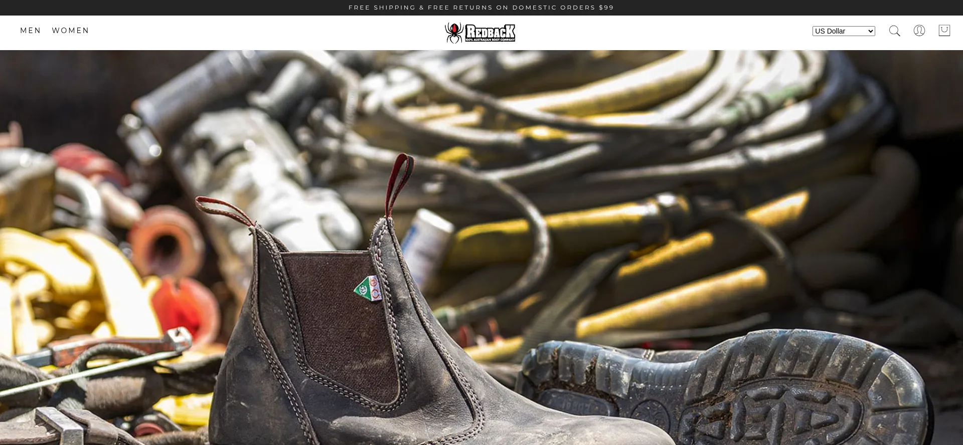 Website screenshot of Redback--boots.com