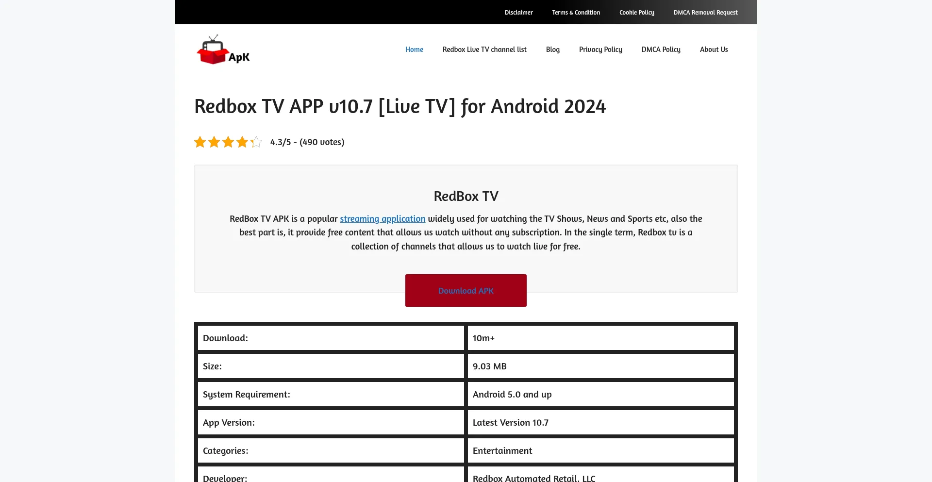 ¿És Seguro y Confiable Redboxtvapp.pro?