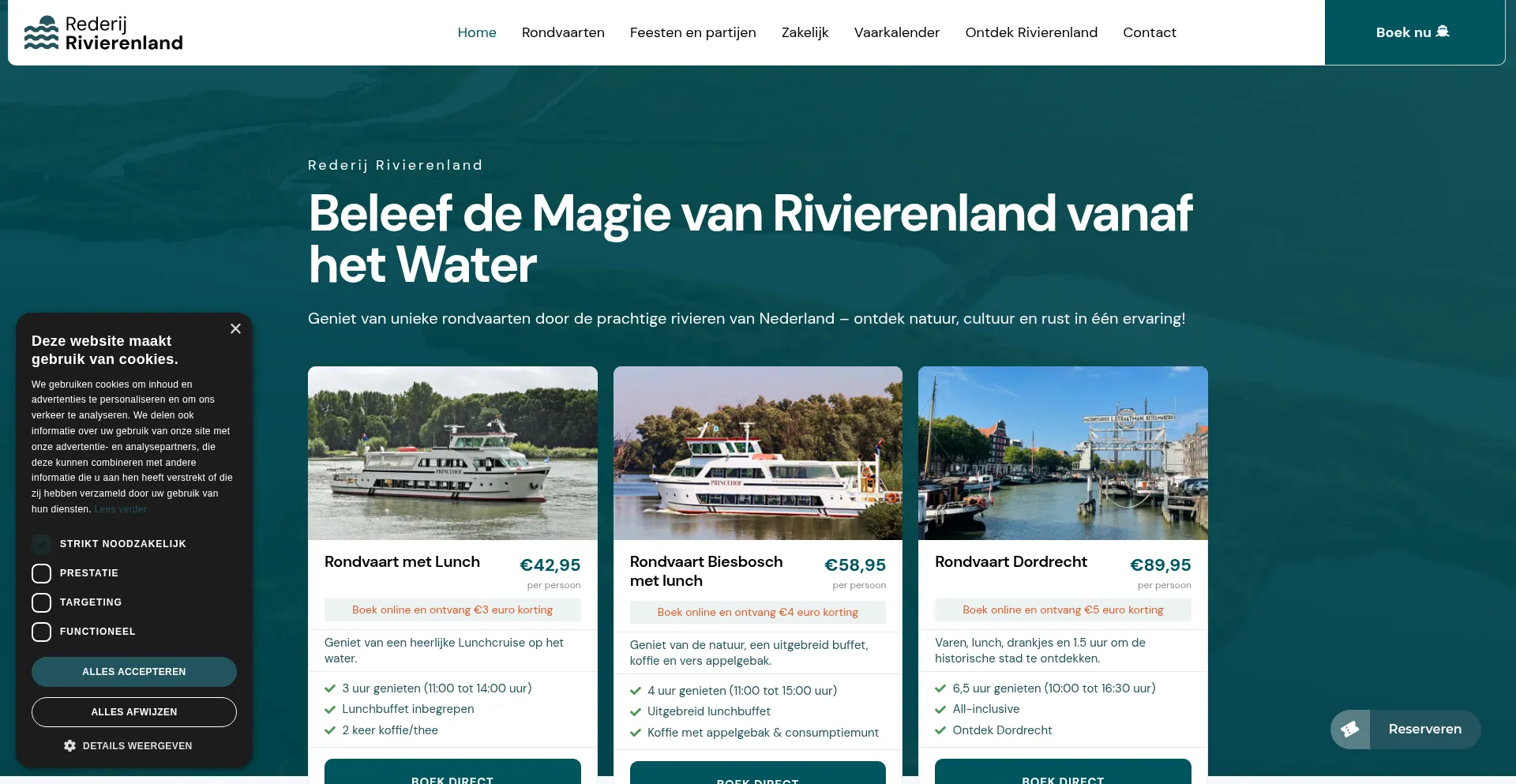 Rederijrivierenland.nl Screenshot