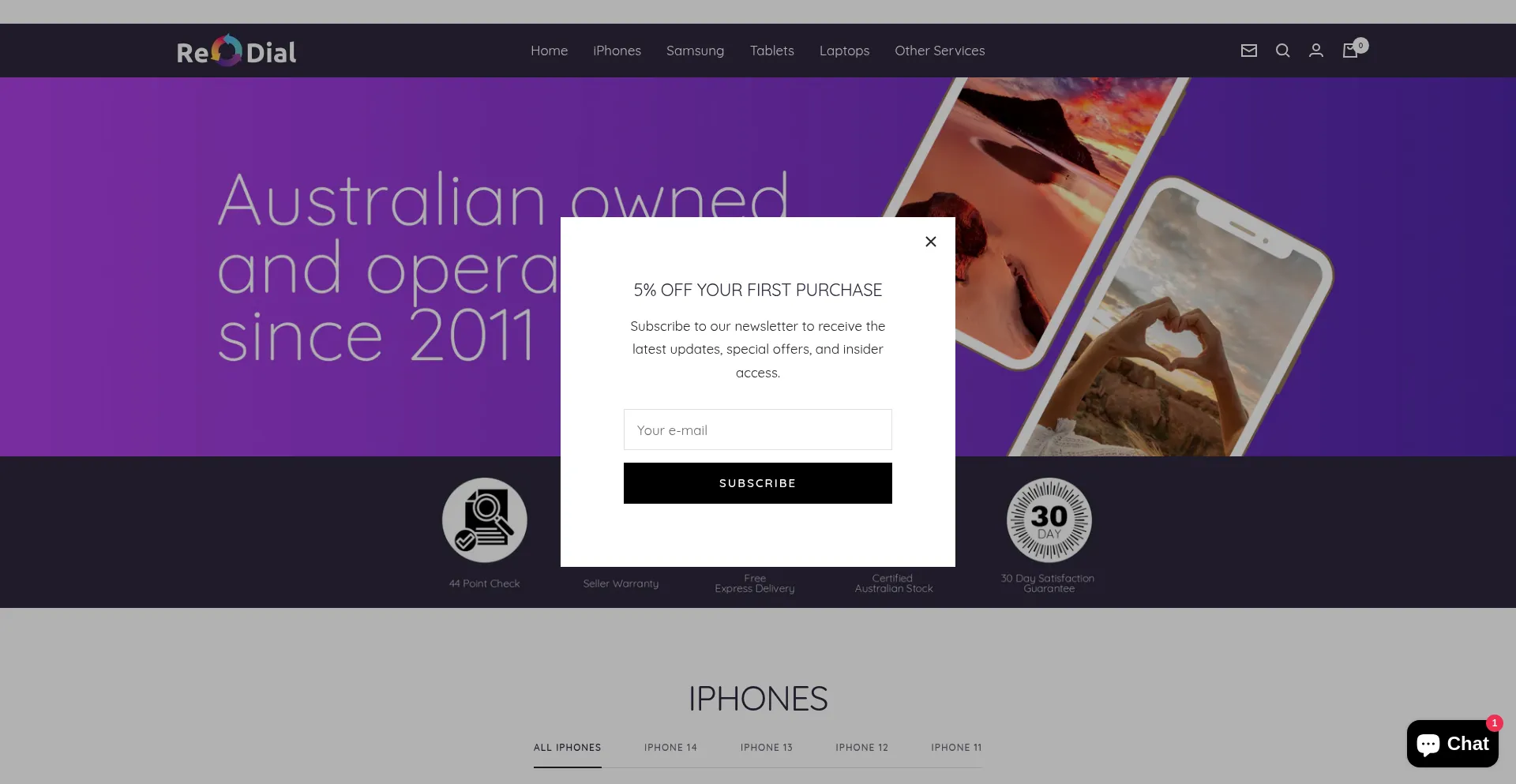 Website screenshot of Redial.au