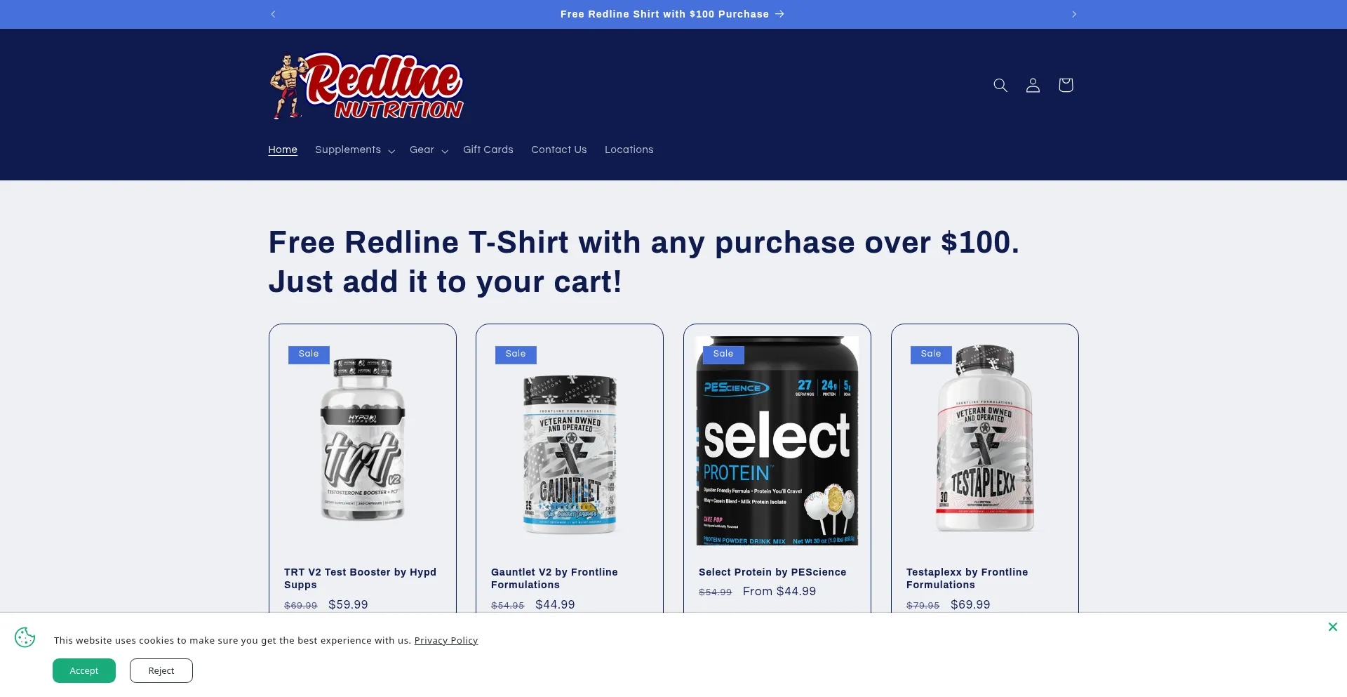 Website screenshot of Redlinenutrition.com