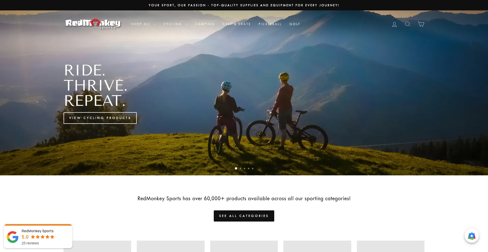 Website screenshot of Redmonkeysports.com