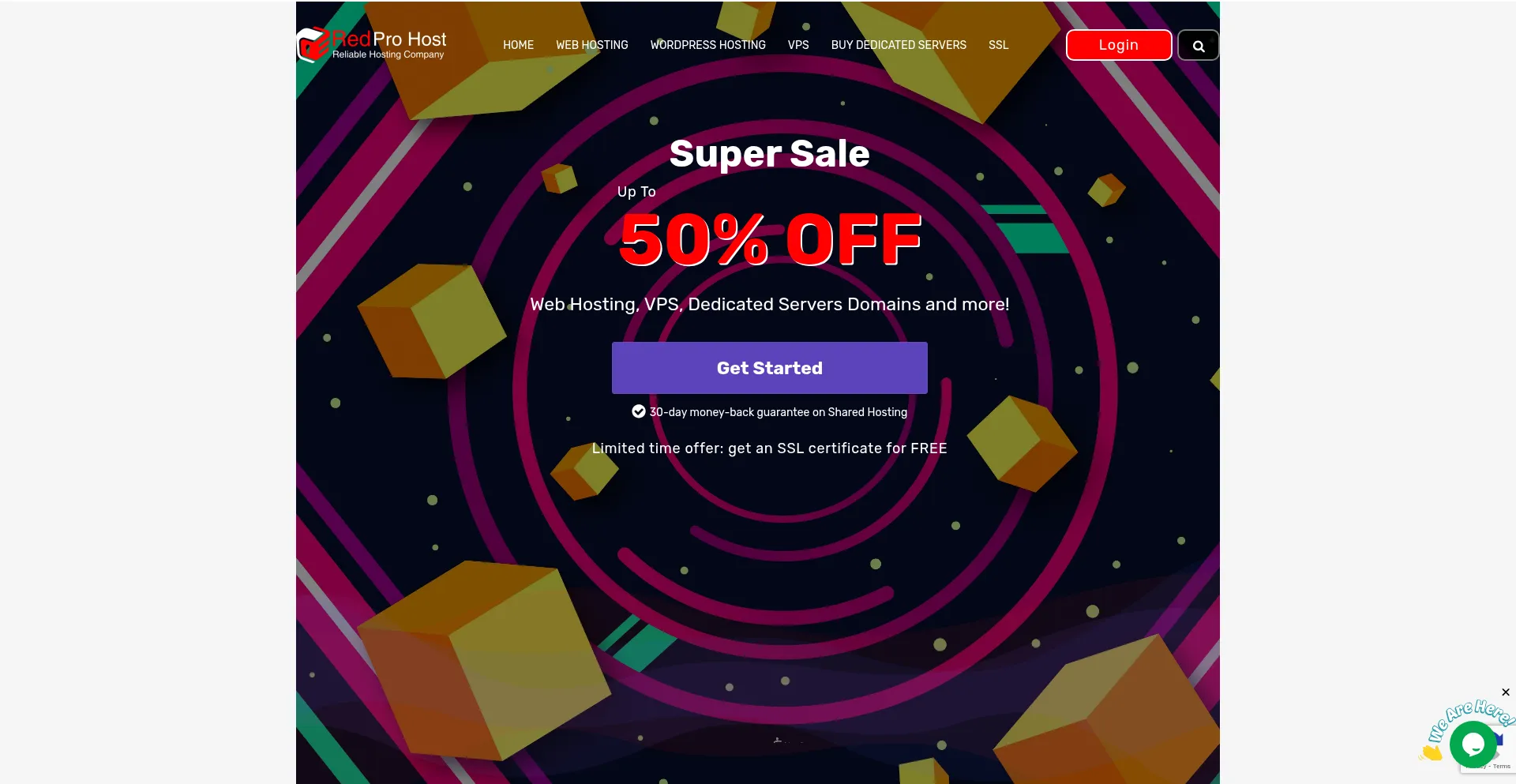 Website screenshot of Redprohost.com