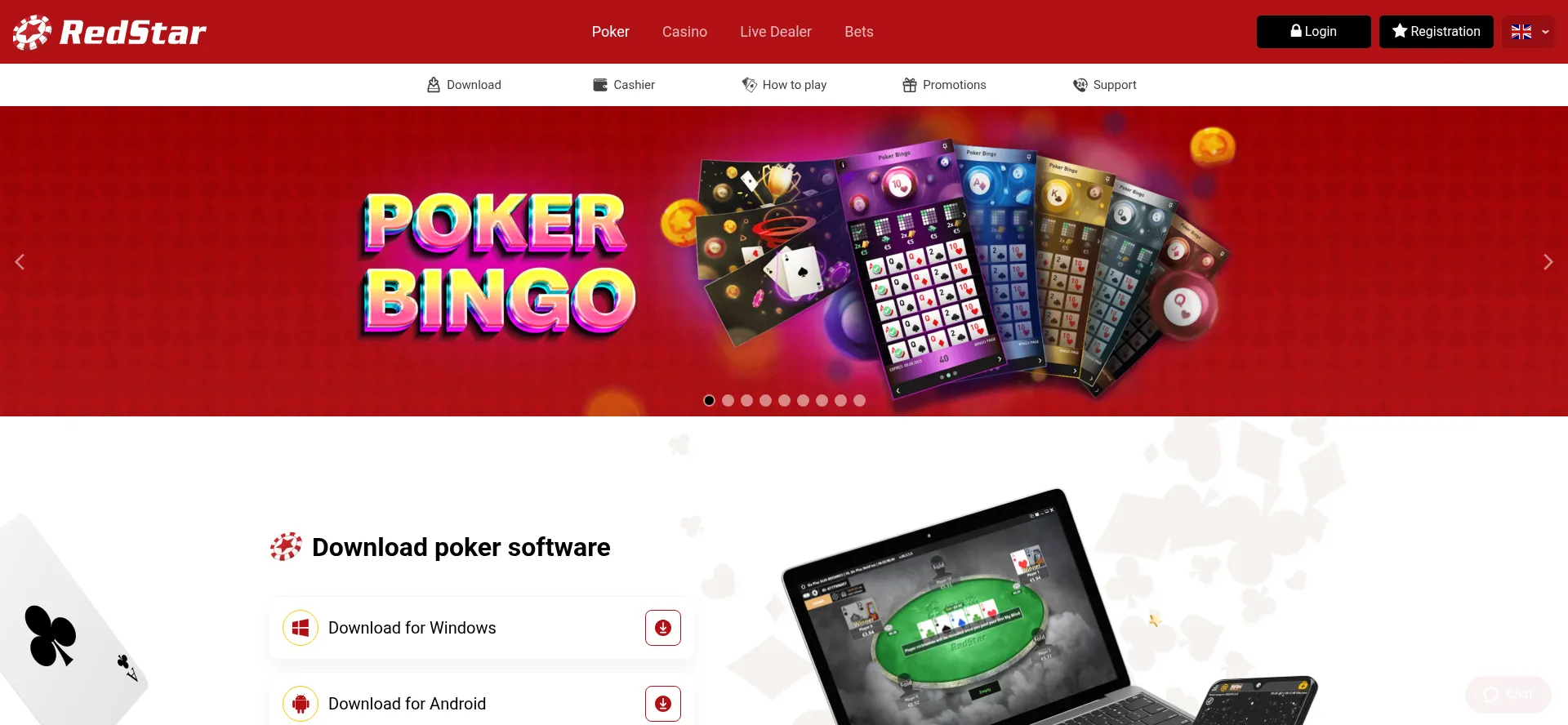 Website screenshot of Redstarpoker.eu