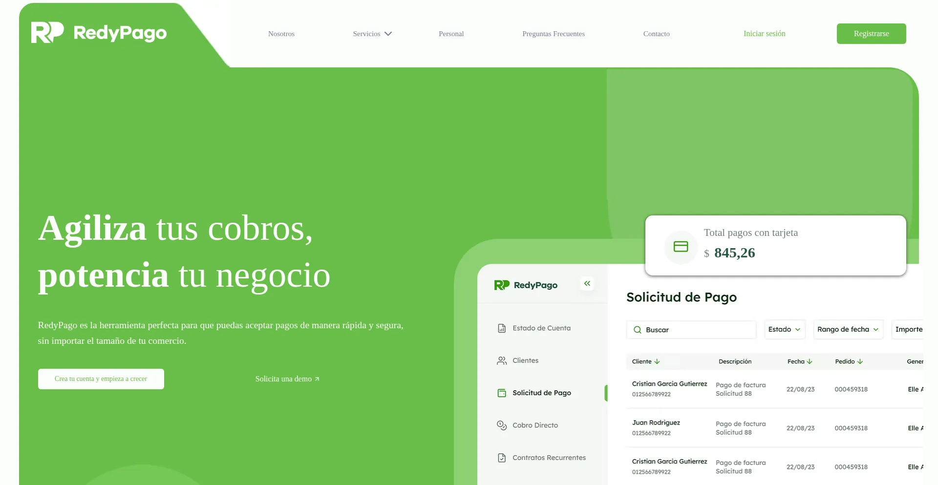 Website screenshot of Redypago.com