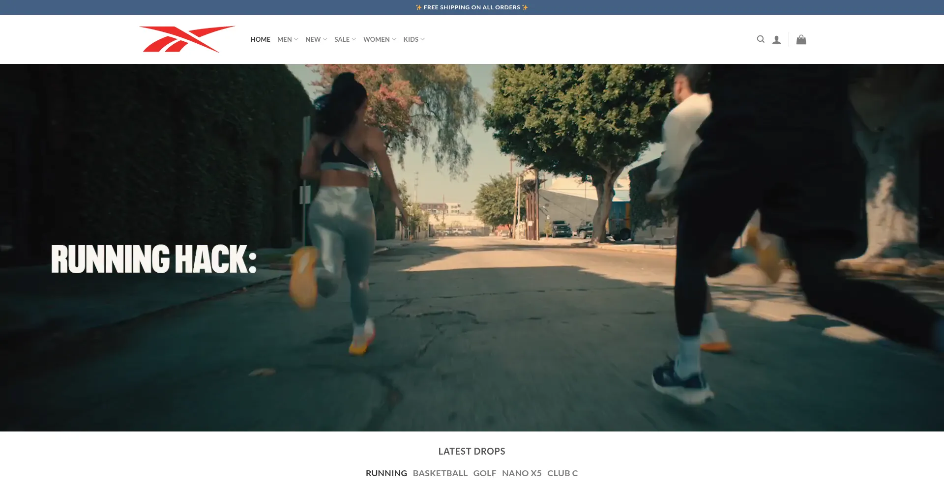 Website screenshot of Reebokusstore.com