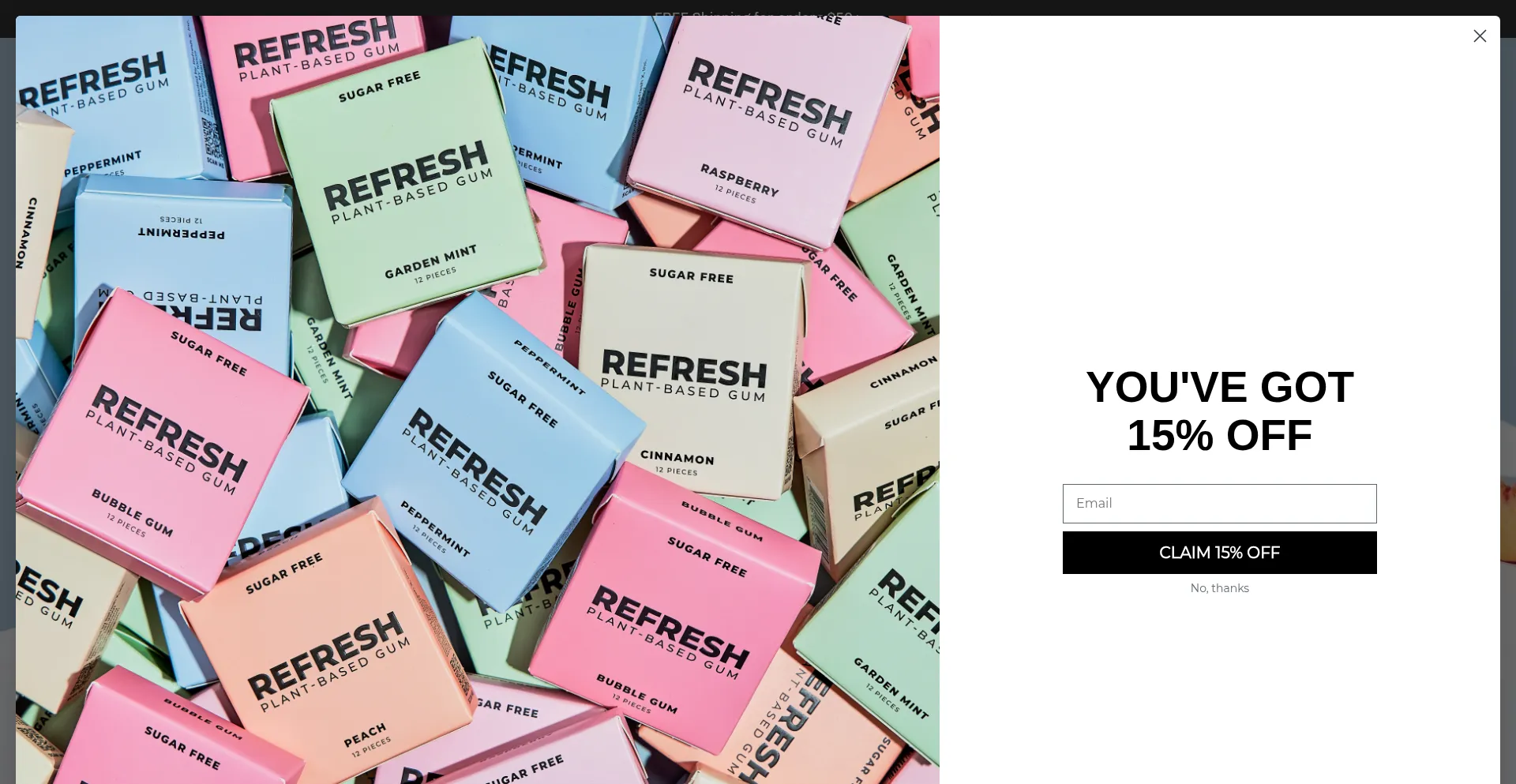 Website screenshot of Refreshgum.com