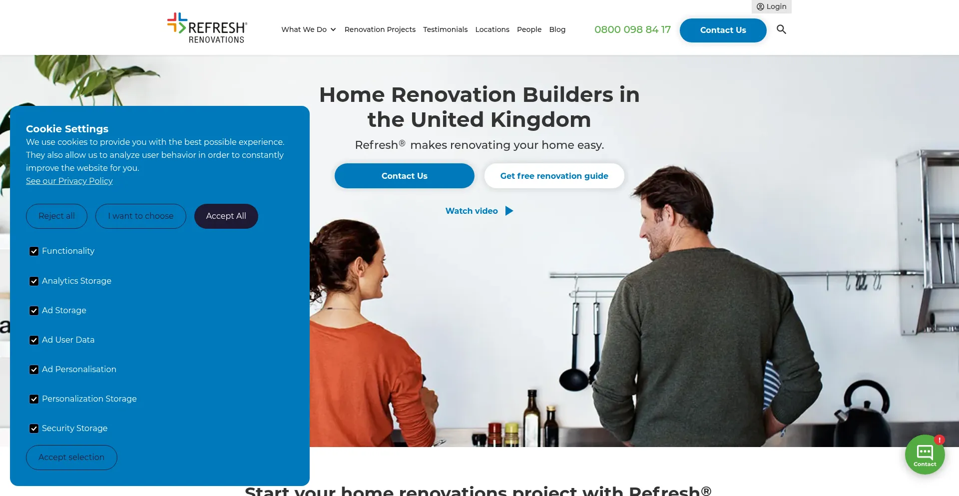 Website screenshot of Refreshrenovations.co.uk
