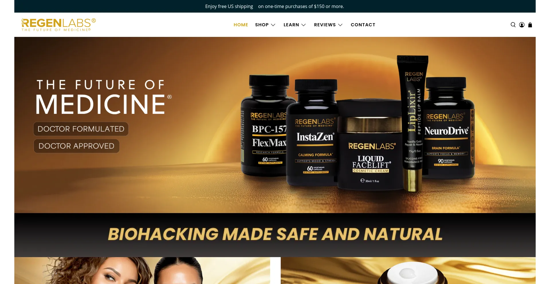 Website screenshot of Regenlabs.com