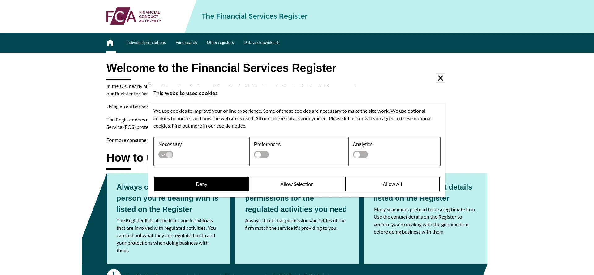 ¿És Seguro y Confiable Register.fca.org.uk?