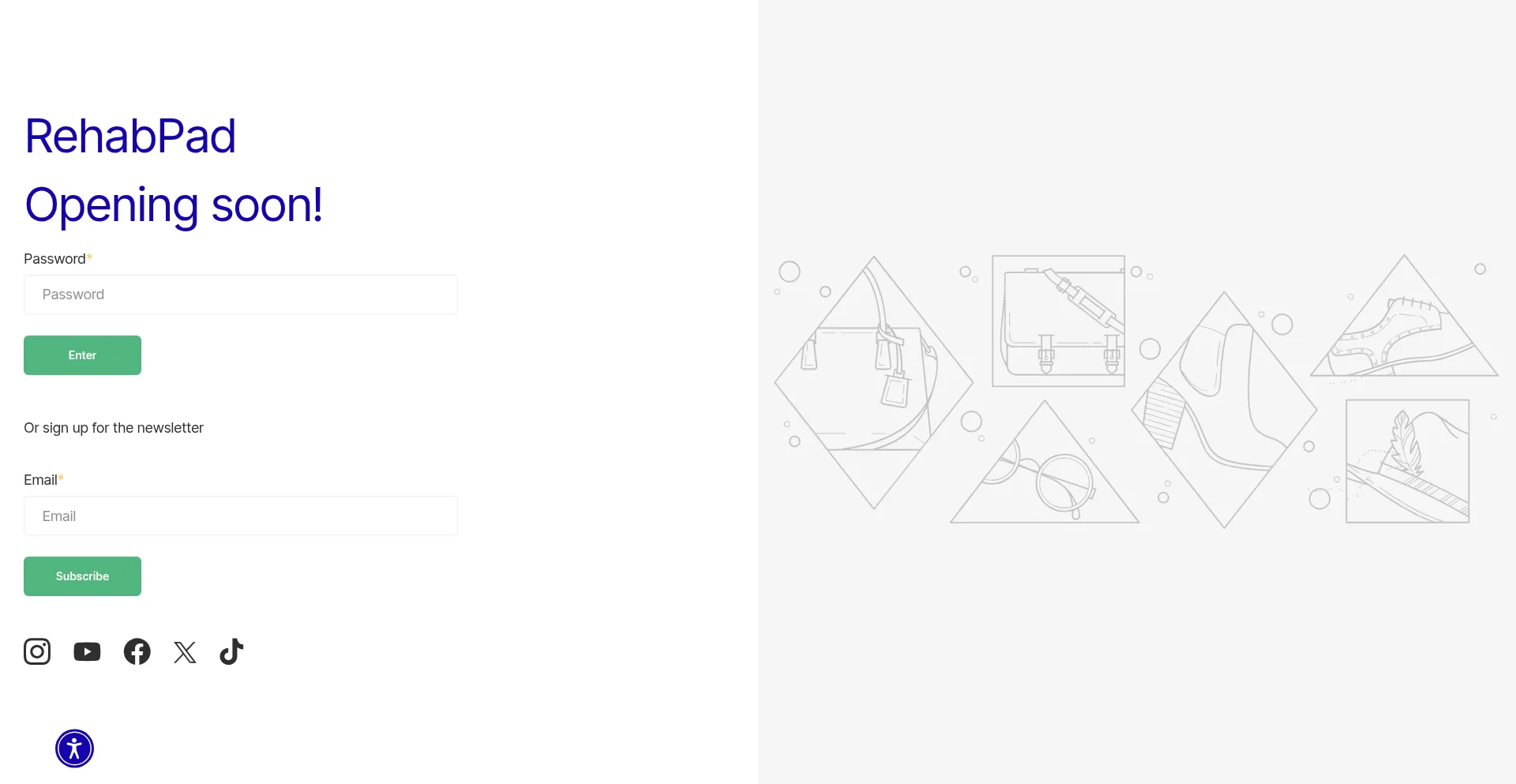 Website screenshot of Rehabpad.co.uk