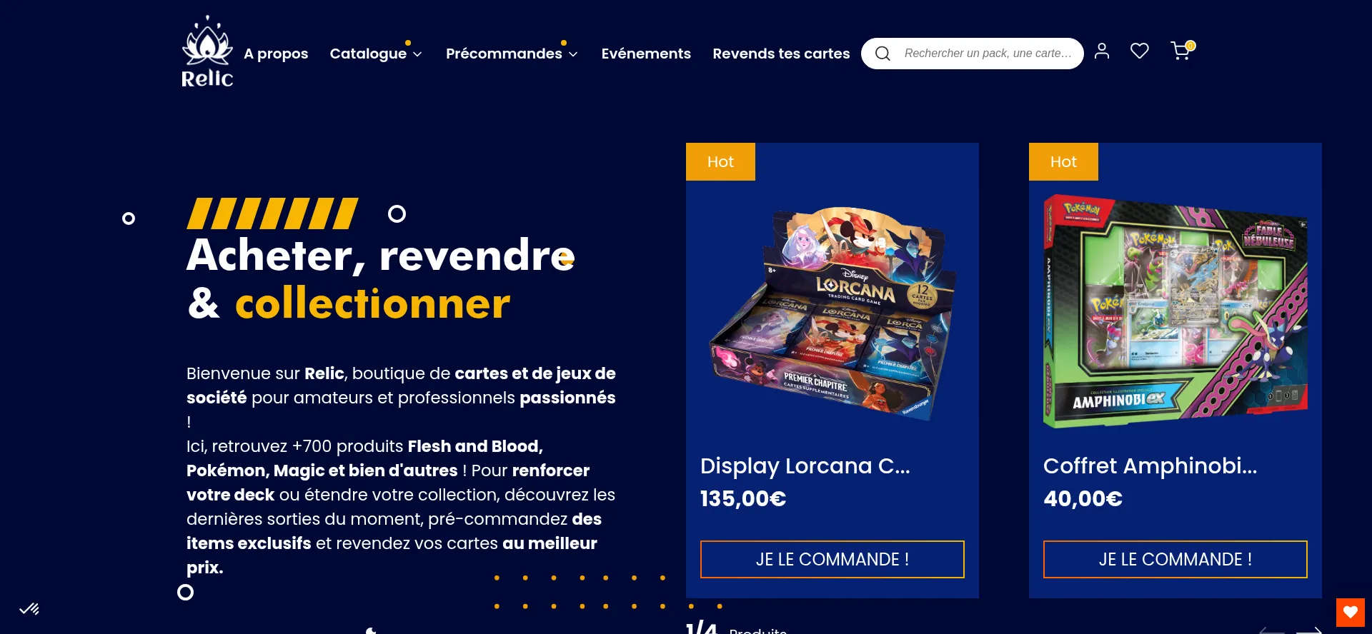 Website screenshot of Relictcg.com