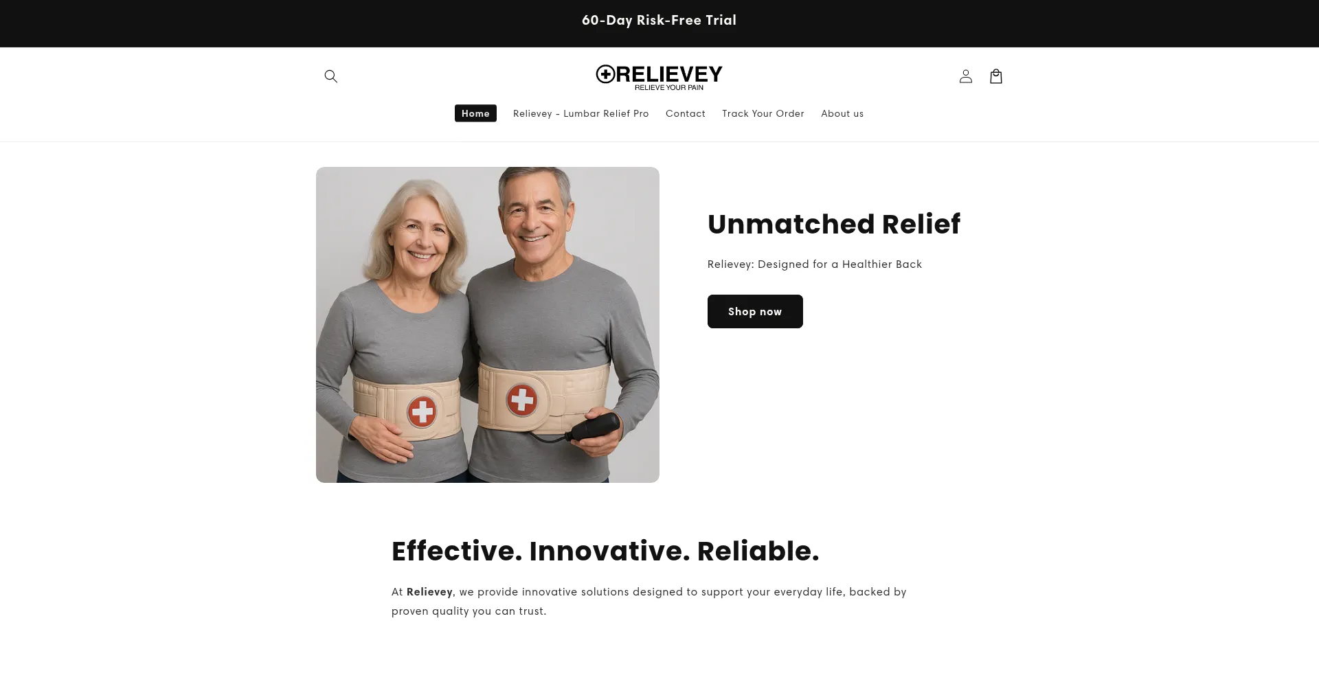 Website screenshot of Relievey.com