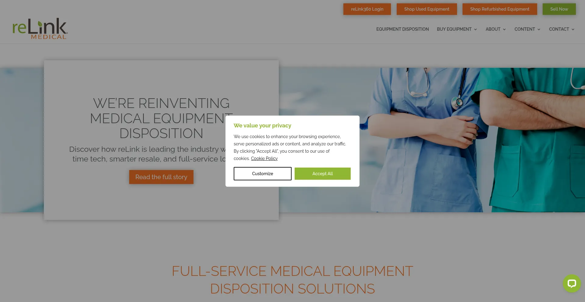 Website screenshot of Relinkmedical.com