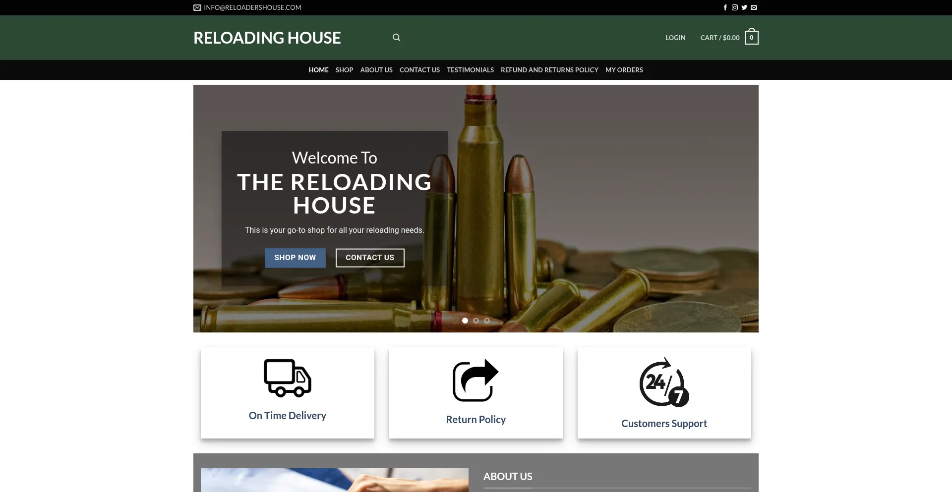 Website screenshot of Reloadershouse.com