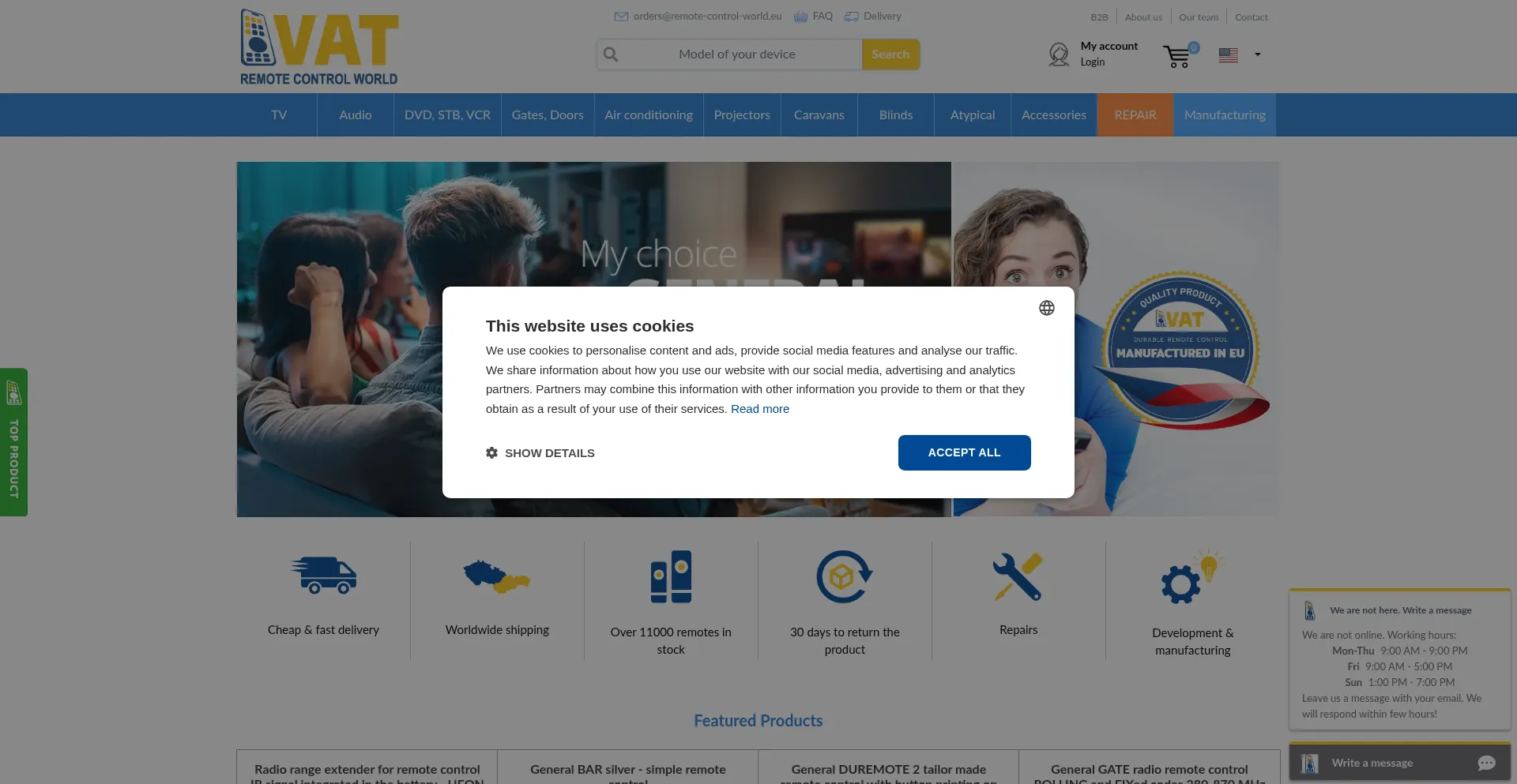 Website screenshot of Remote-control-world.eu