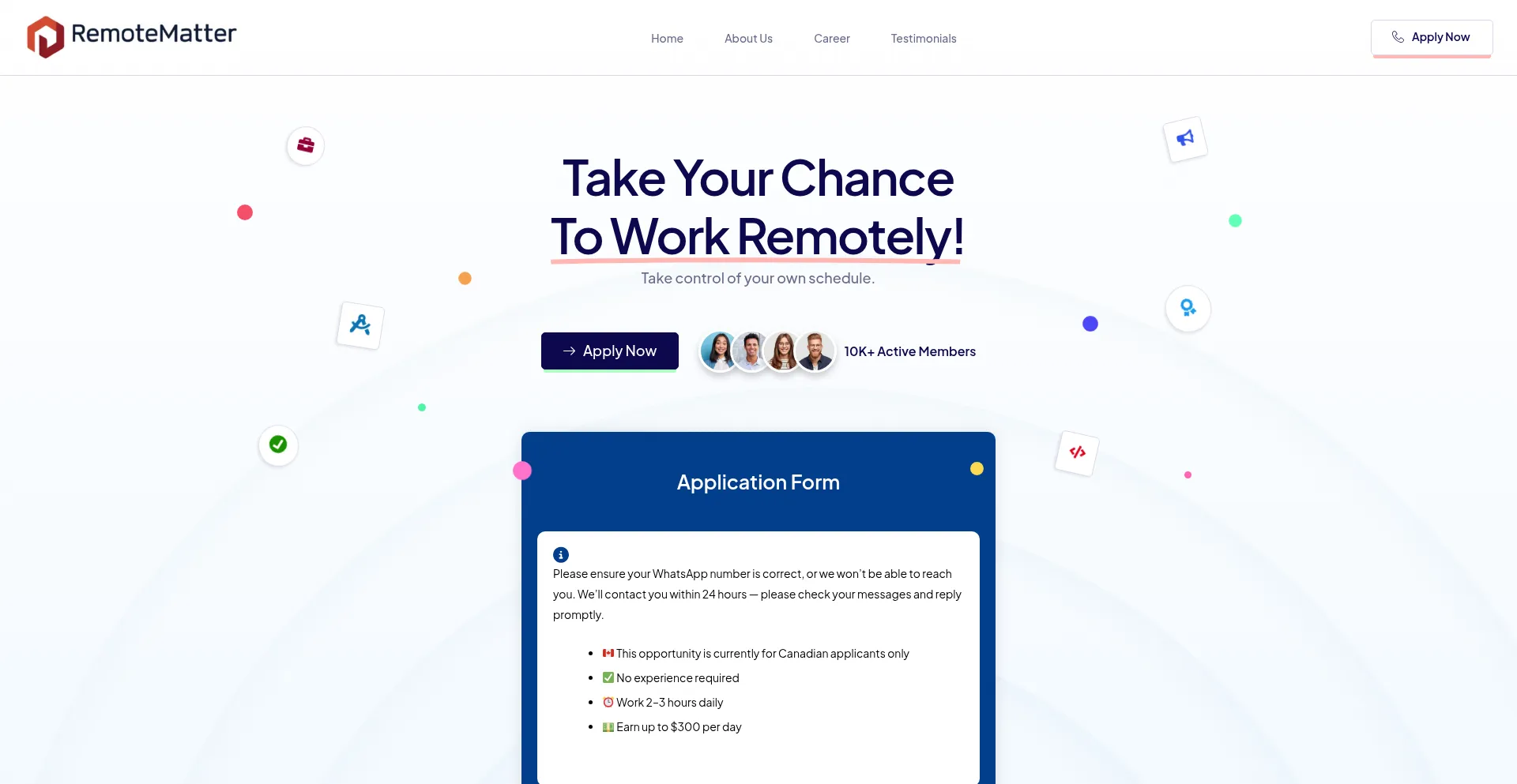 Website screenshot of Remotematter.online