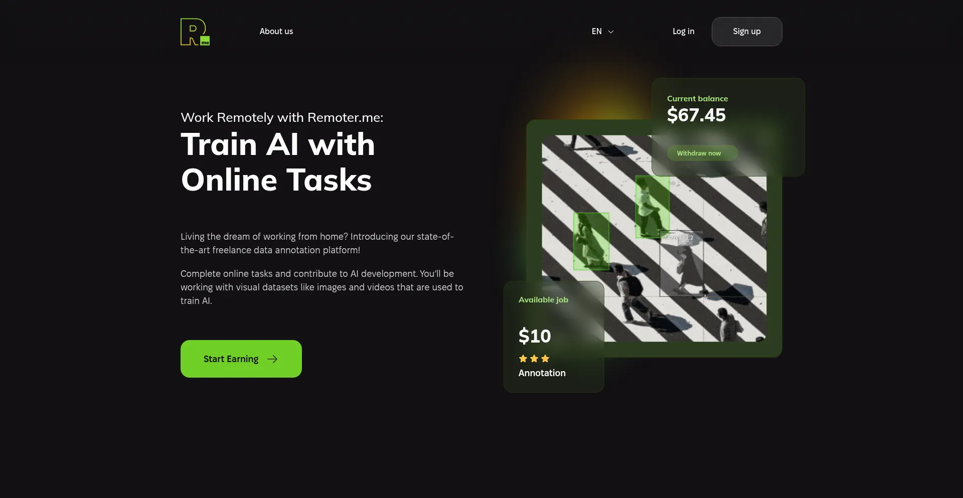 Website screenshot of Remoter.me
