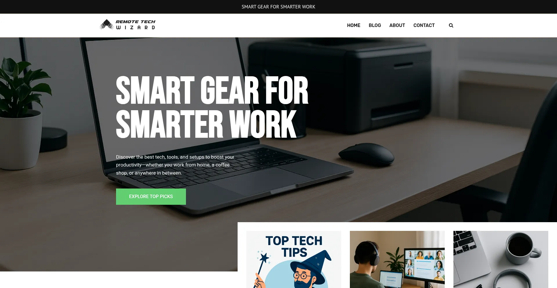 Website screenshot of Remotetechwizard.online