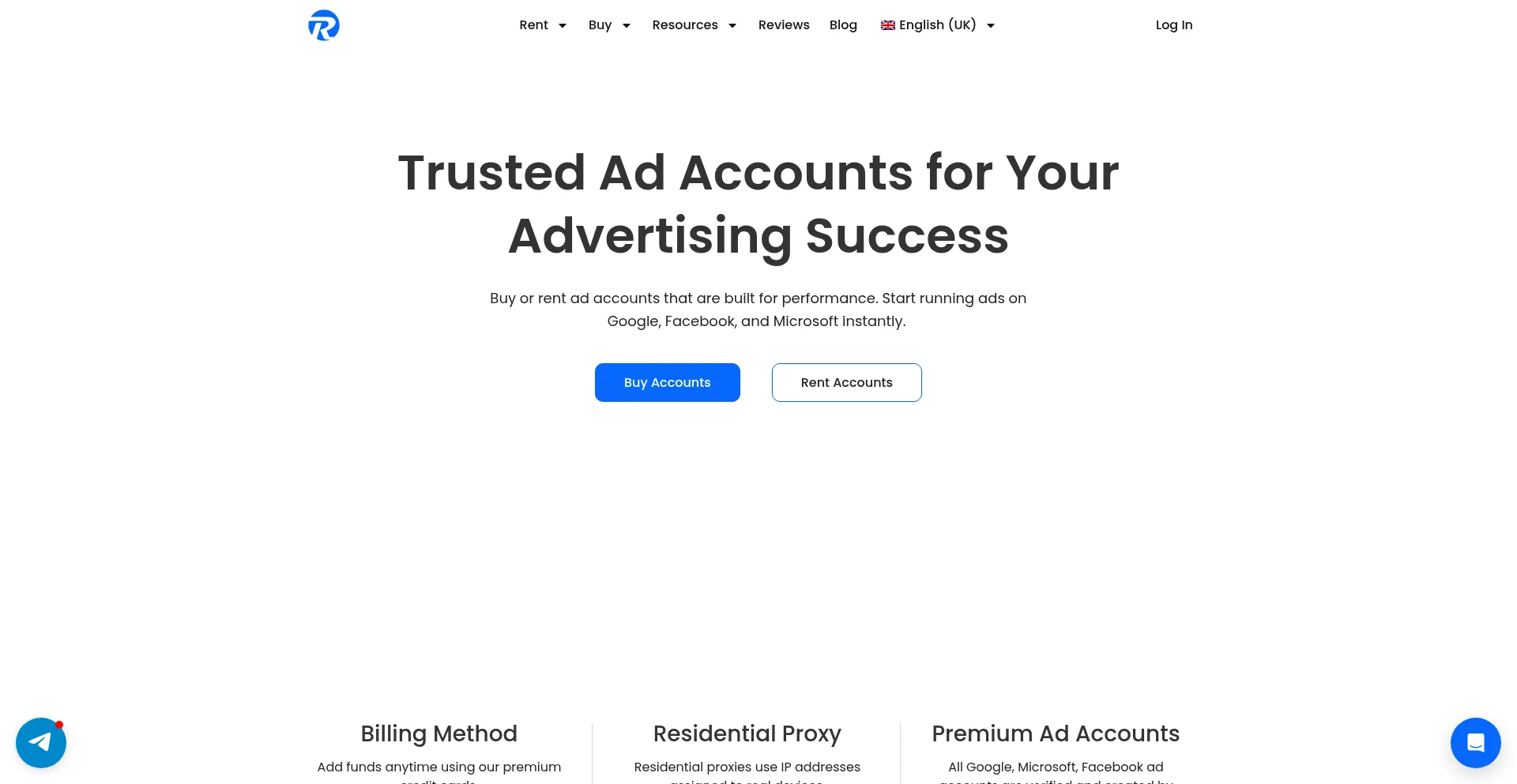 Rentaccounts.net Screenshot