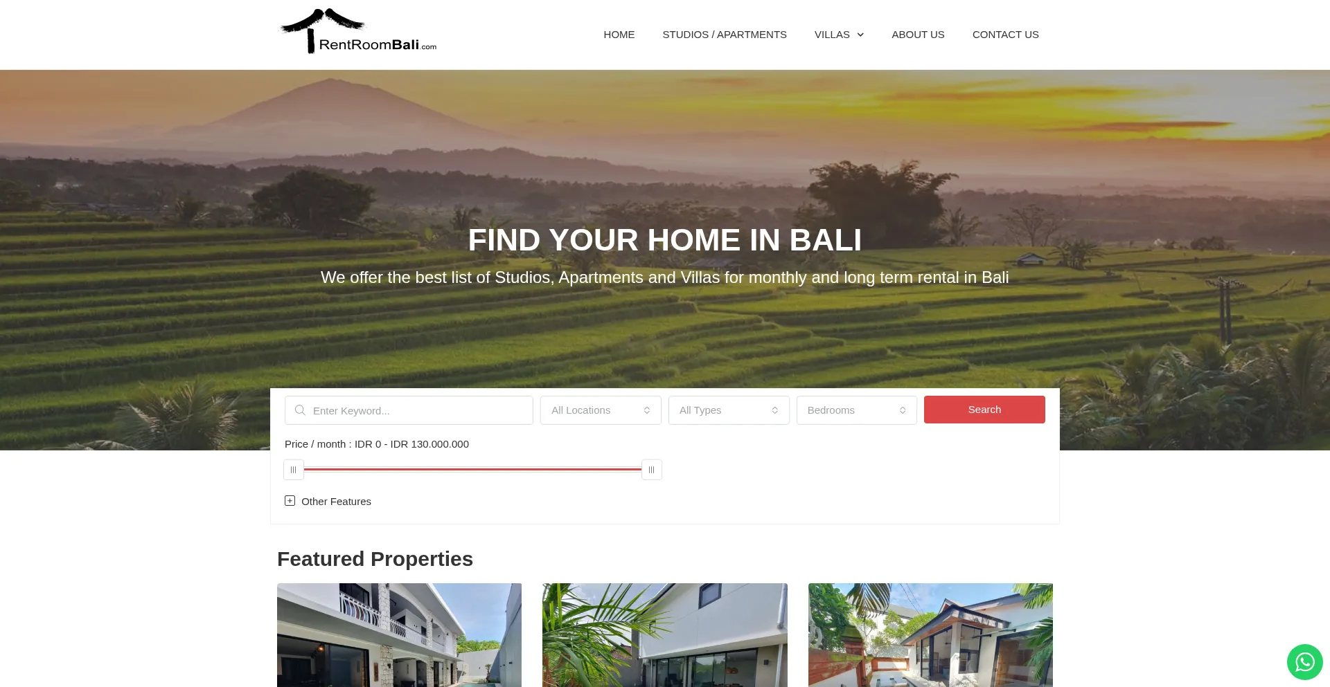 Website screenshot of Rentroombali.com
