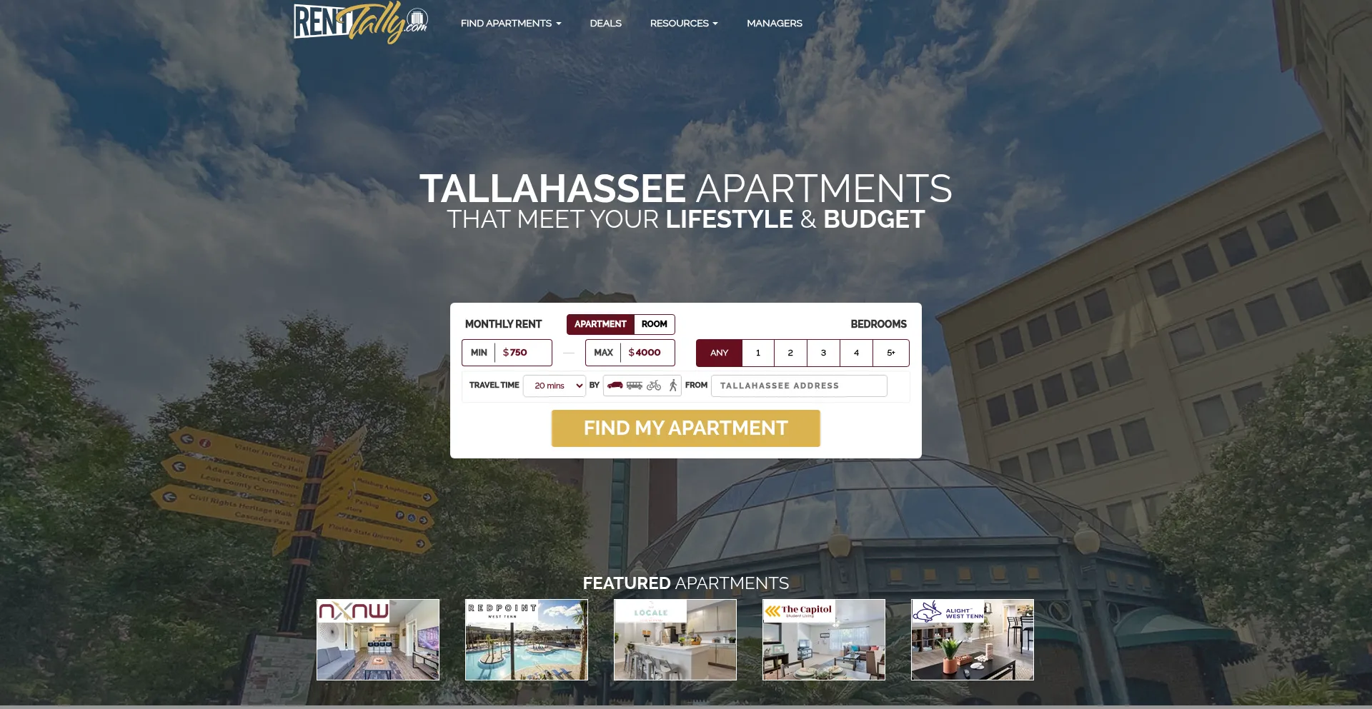 Website screenshot of Renttally.com