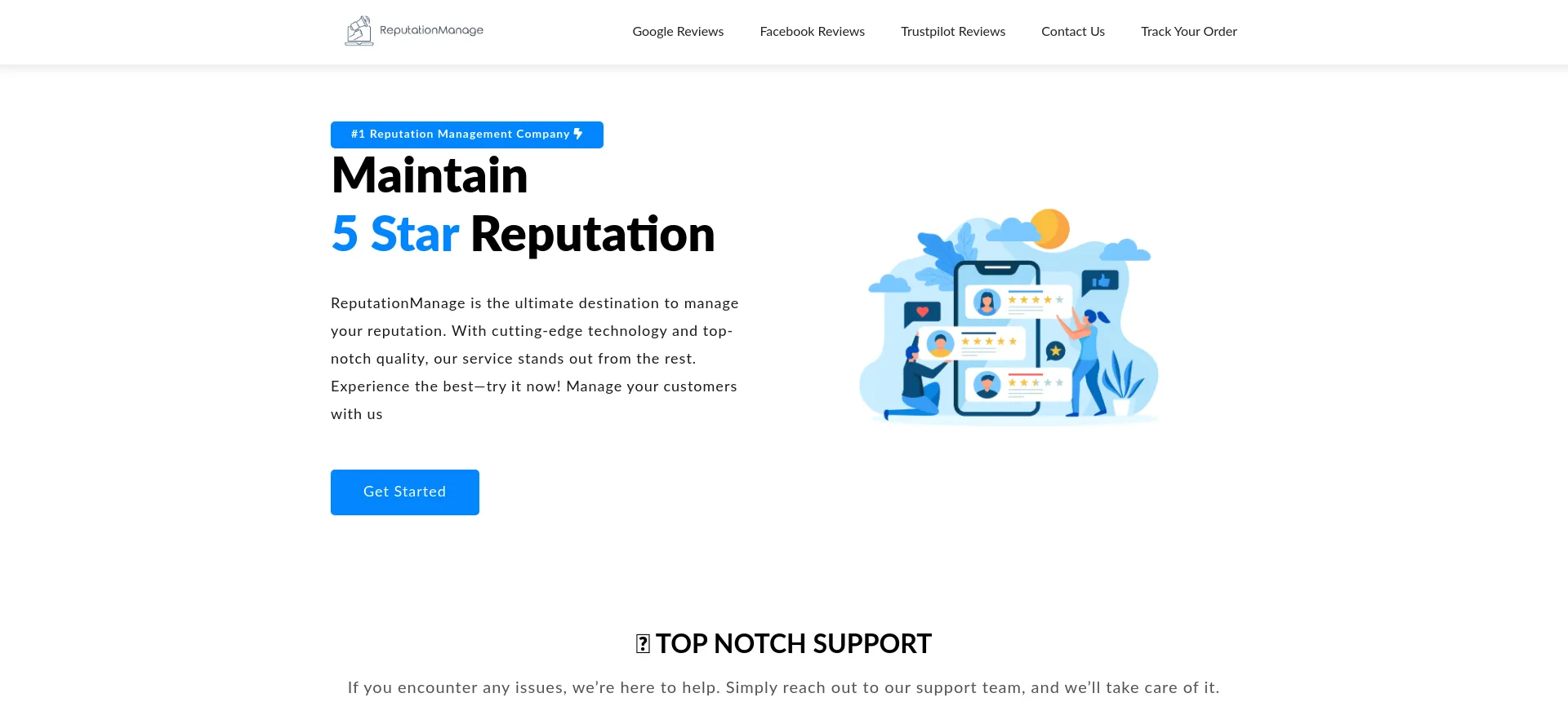 Website screenshot of Reputationmanage.co