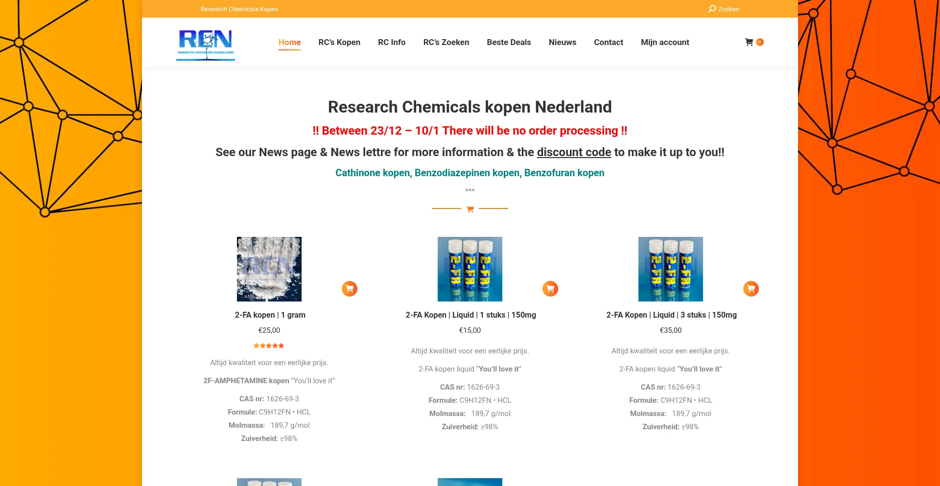 Website screenshot of Research-chemicals-kopen.com