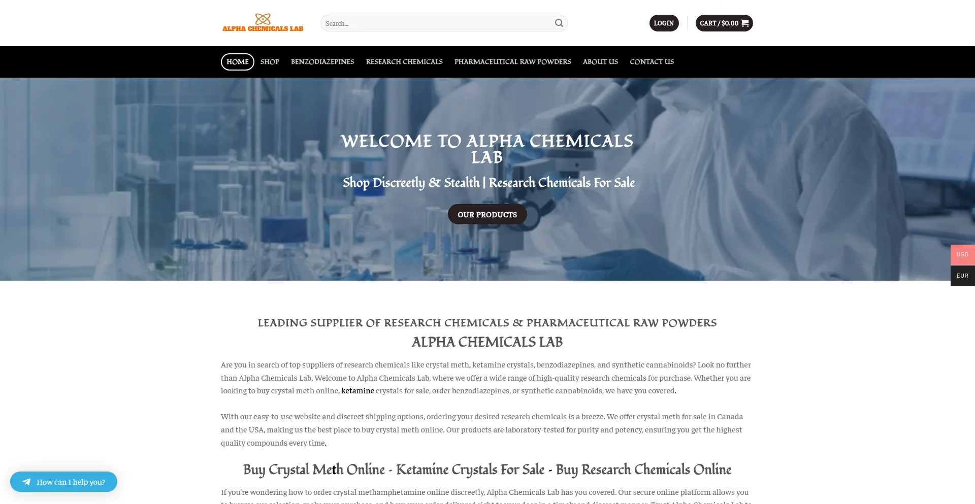 Website screenshot of Researchchemicalsbuy.com