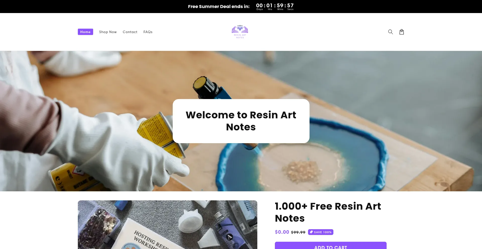 Website screenshot of Resinarttutor.com