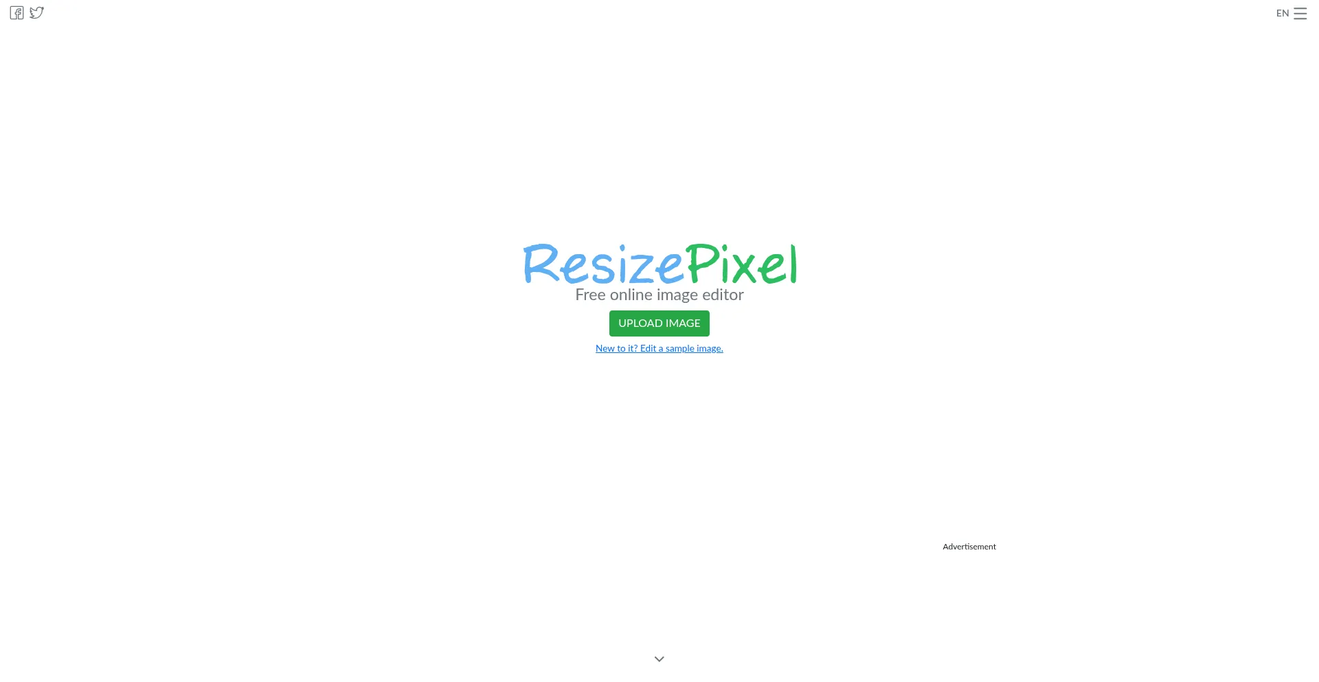 Website screenshot of Resizepixel.com