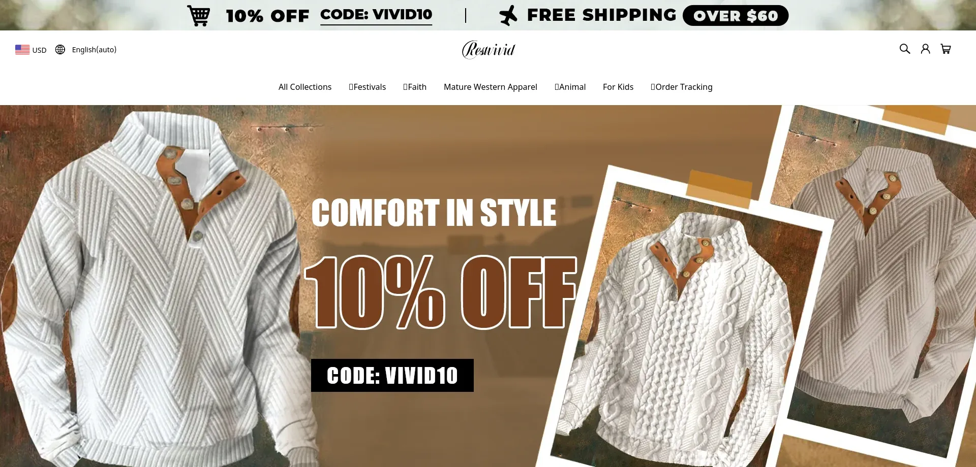 Website screenshot of Restvivid.com