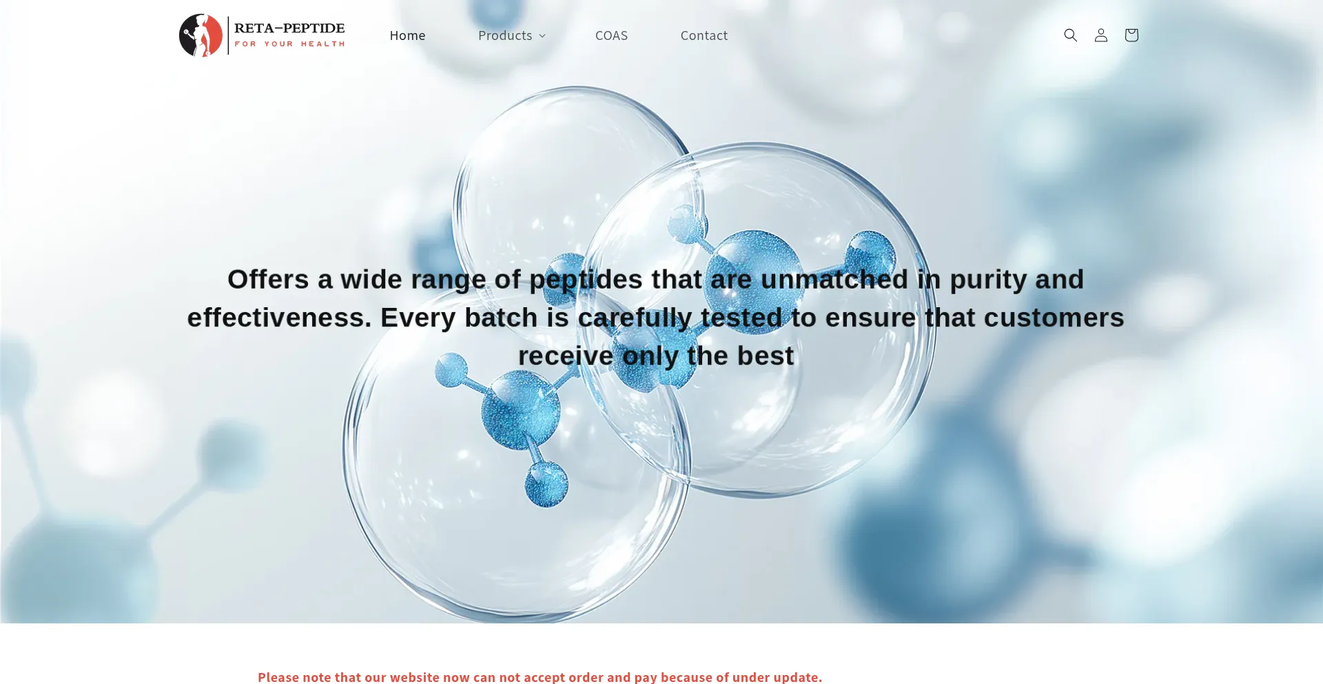 Website screenshot of Reta-peptide.com